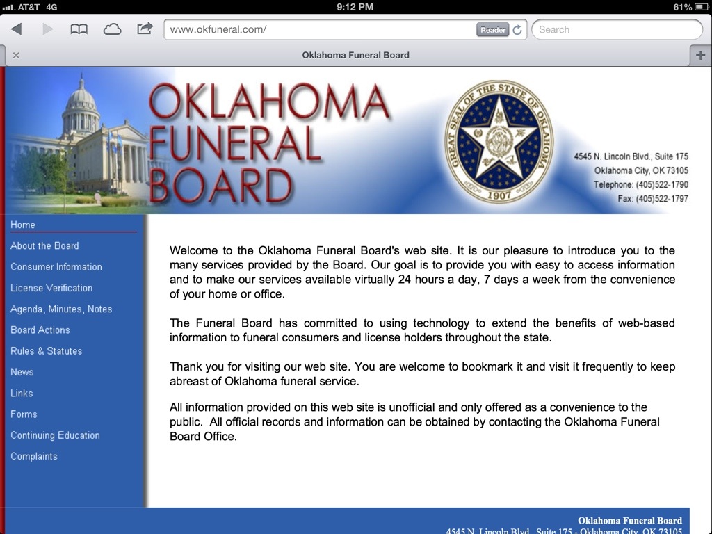 New Online License Renewal Service Available for Oklahoma Funeral