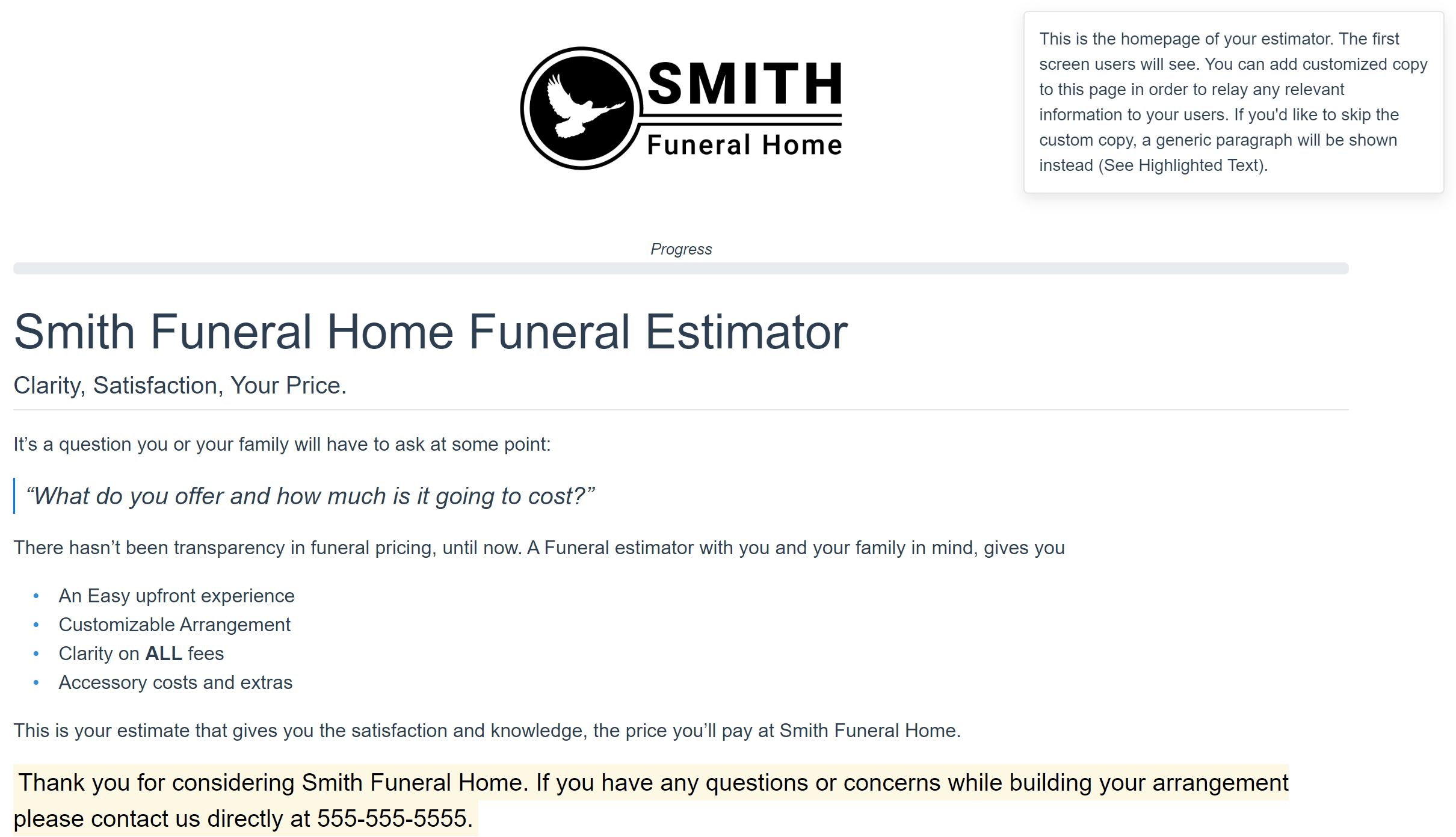 Price My Funeral Home Page