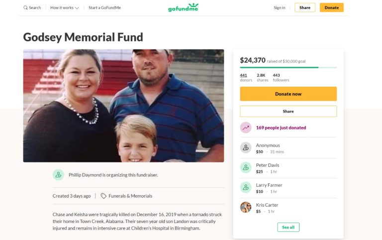 Go Fund Me Funeral Crowdfunding Site for Godseys