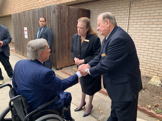 Texas Governor Abbott with Kate and Terry Branson