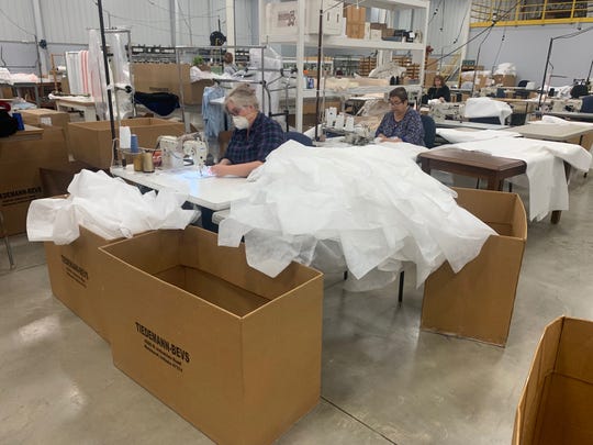 Tiedemann-Bevs Employees Making Gowns