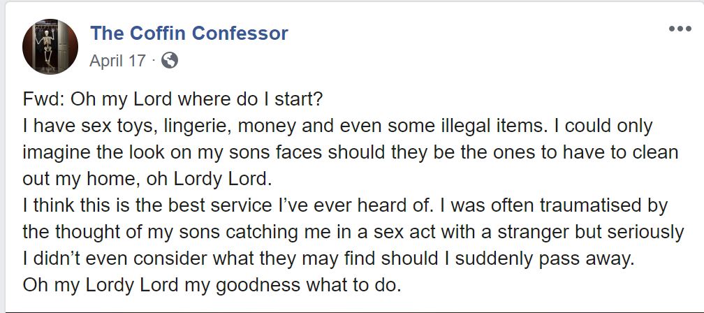 Coffin Confessor FB Post