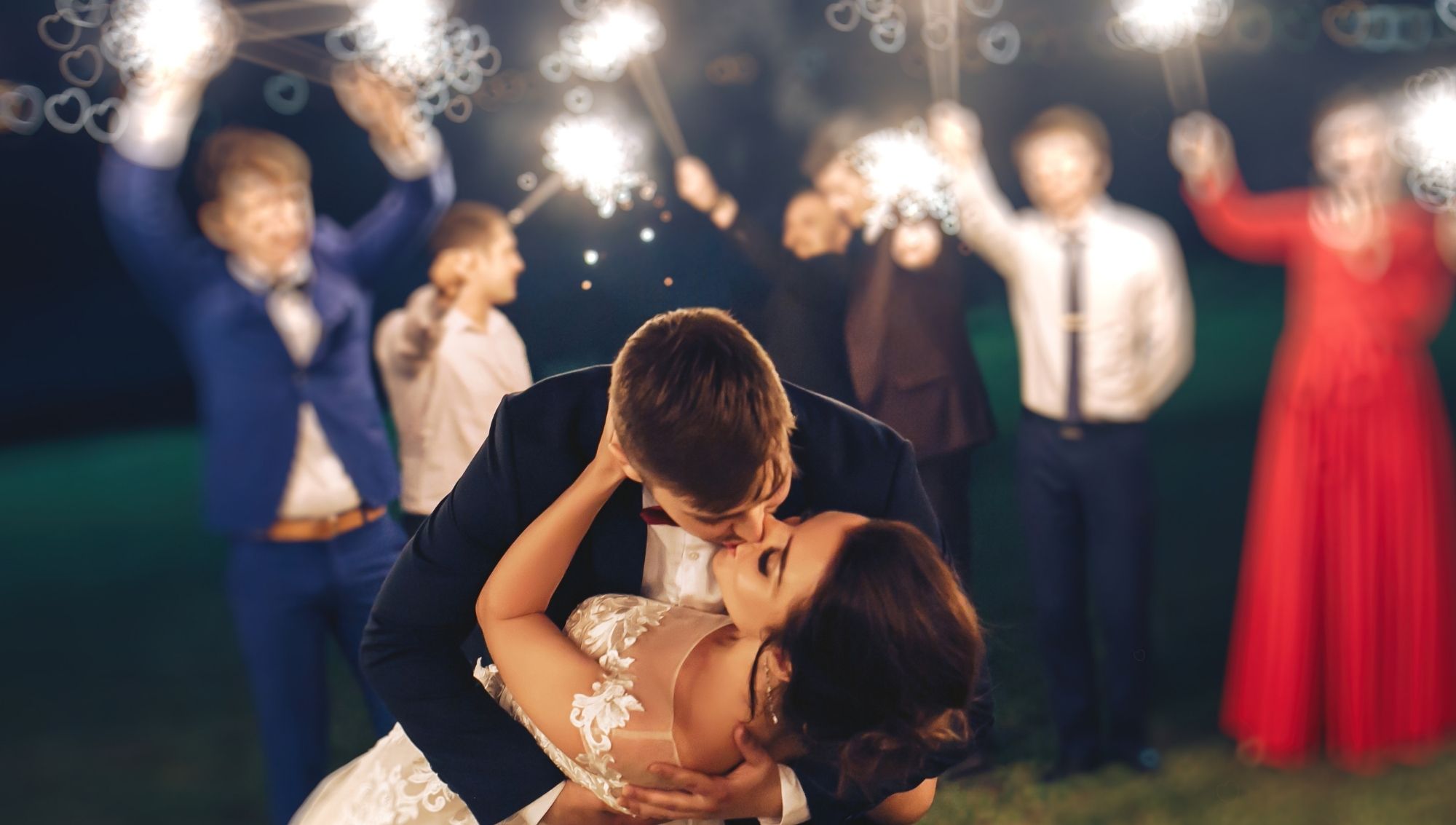 Wedding Couple With Sparklers