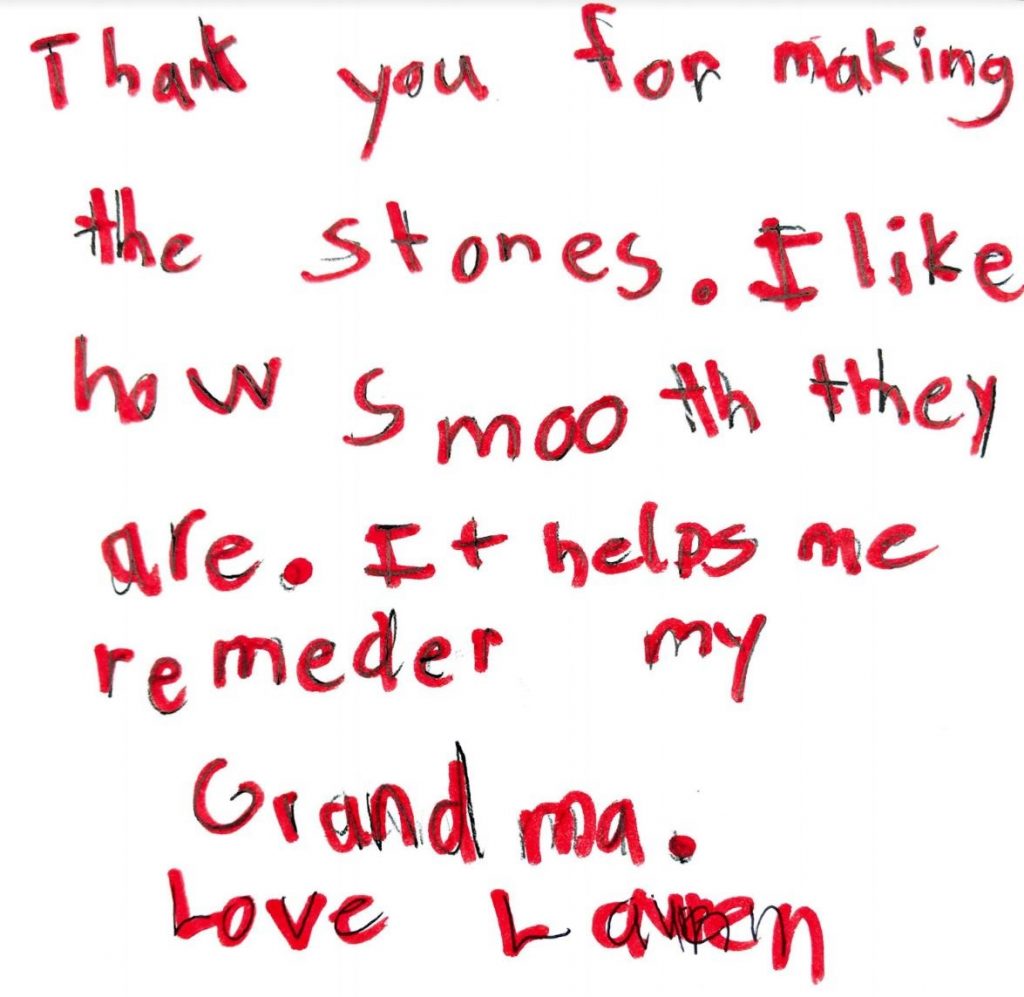 Parting Stone letter from a family