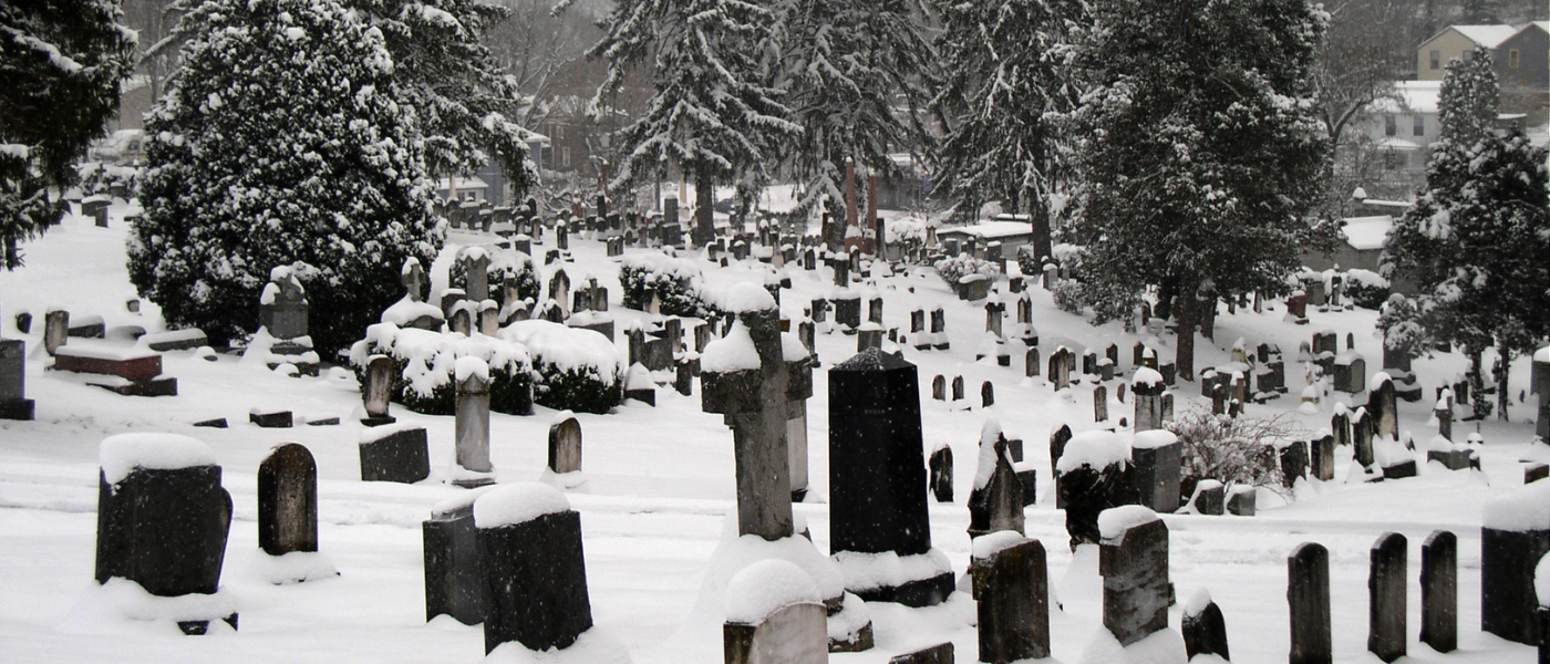 Snowy grave yard