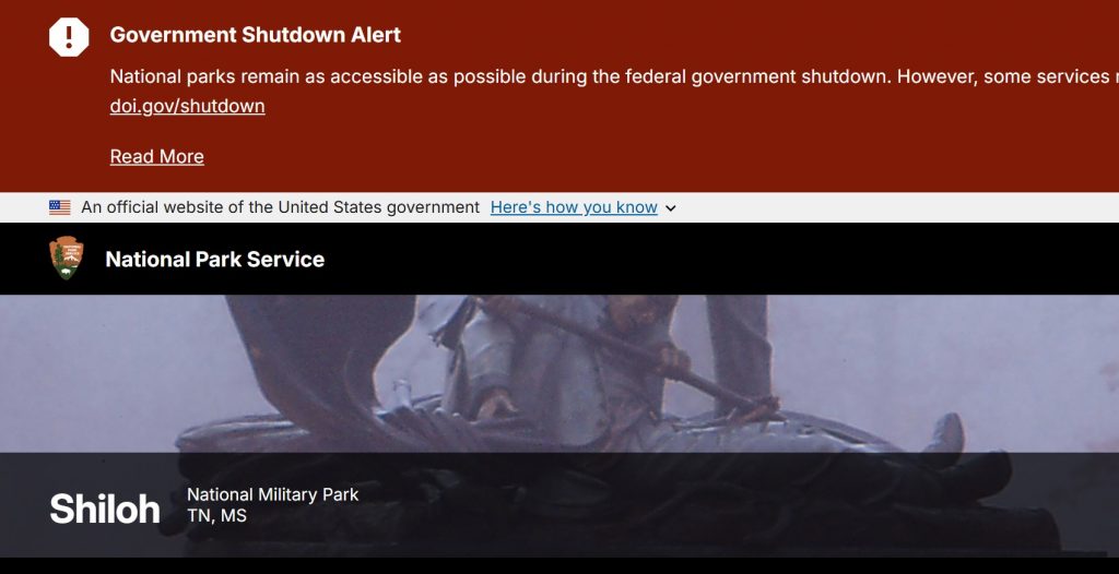NPS website government shutdown