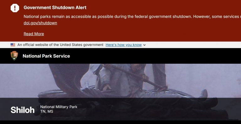 NPS website government shutdown